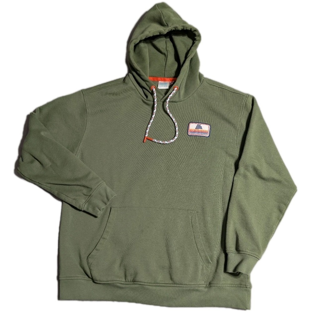 Aldi Gear Hoodie Mens M Green Pullover Sweatshirt Logo Patch Streetwear Casual